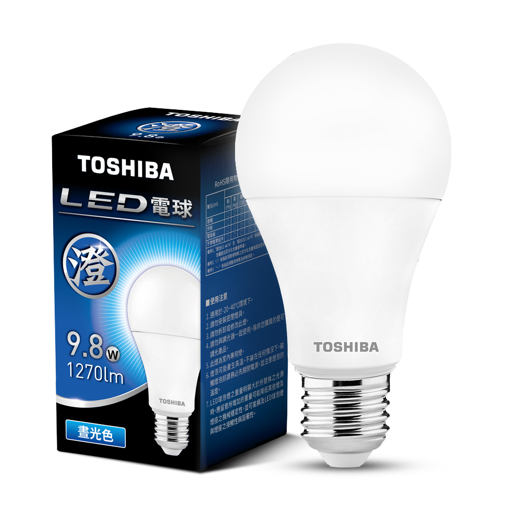 [TOSHIBA] 4-pack of Cheng Series LED Wide Angle Bulbs, 9.8W, High Brightness, Energy Saving (Daylight Color), , large
