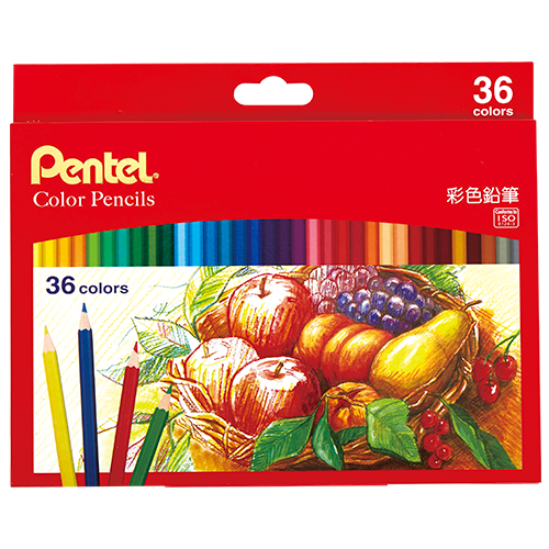 【龍品文創】飛龍 Pentel 紙盒六角色鉛筆  CB8-36色, , large