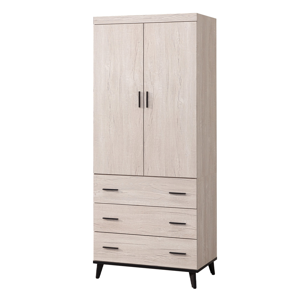 【唯熙傢俱】凱熙橡木白2.7尺抽屜衣櫃, , large