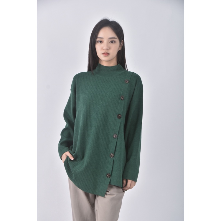 (F) yecca vecca針織排扣綠色長袖上衣二手衣, , large