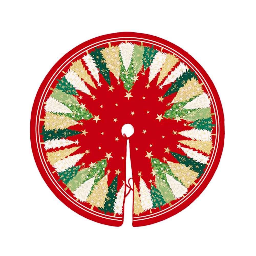 摩達客耶誕樹裙014號紅綠短毛絨印花聖誕樹裙90cm_聖誕樹裝飾底墊, , large
