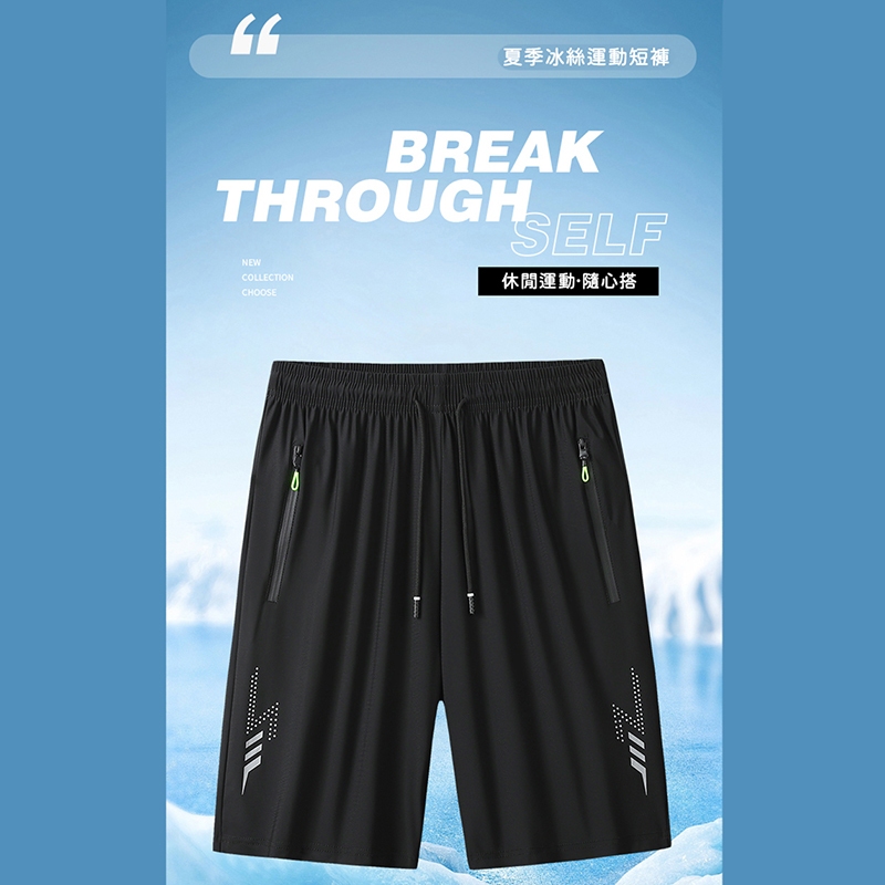 大尺碼-冰絲 排汗 彈性 短褲-黑/深藍/灰-0205563, 32深藍, large