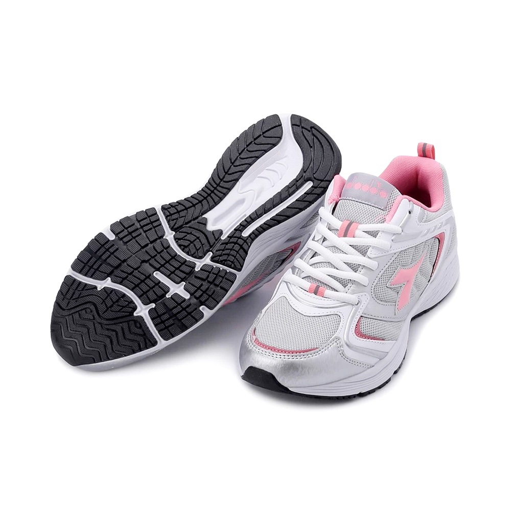 DIADORA迪亞多那 輕量專業慢跑鞋 女運動鞋 女鞋 時尚 百搭 透氣 舒適 穩定 保護後跟 耐磨 止滑 白藍 灰粉, , large