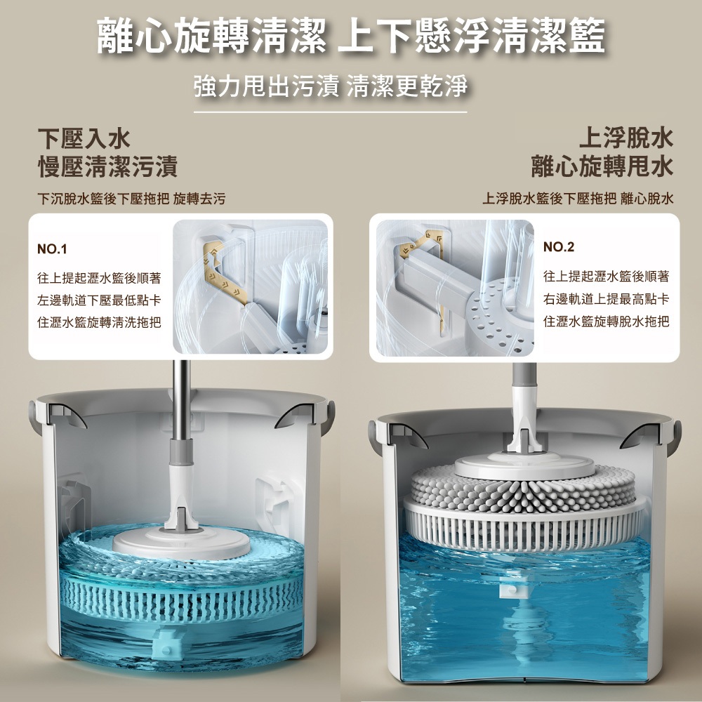 【APEX】單桶式輕巧洗脫合一清潔拖把 (一桶三布), , large