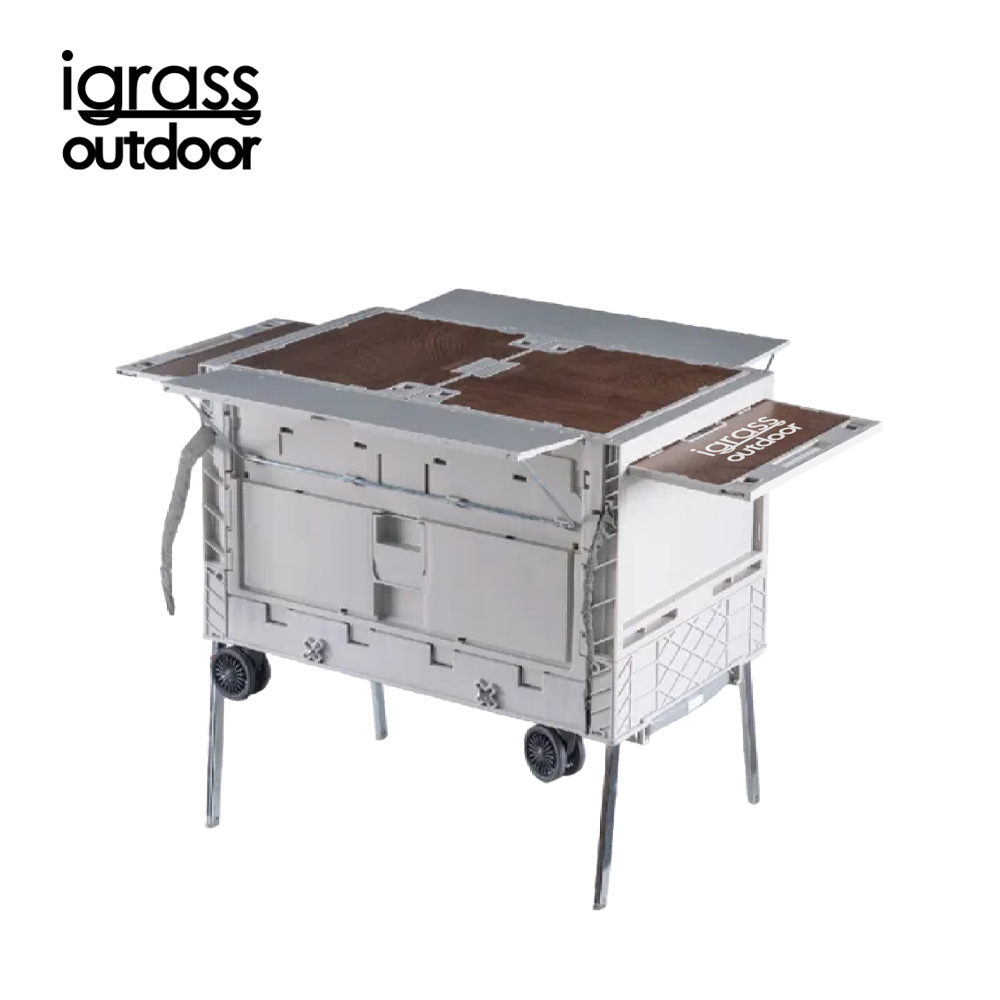igrass outdoor multifunctional camping cart-off white, , large