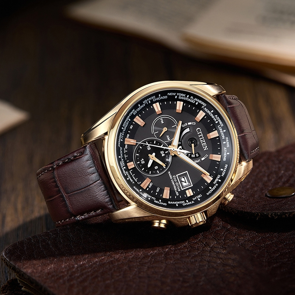 CITIZEN 星辰 亞洲限定款 光動能萬年曆電波手錶 AT9123-13E, , large