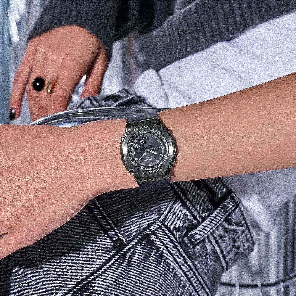CASIO 卡西歐 G-SHOCK 個性時尚 八角金屬錶殼 雙顯手錶-個性黑 GM-S2110B-8A, , large