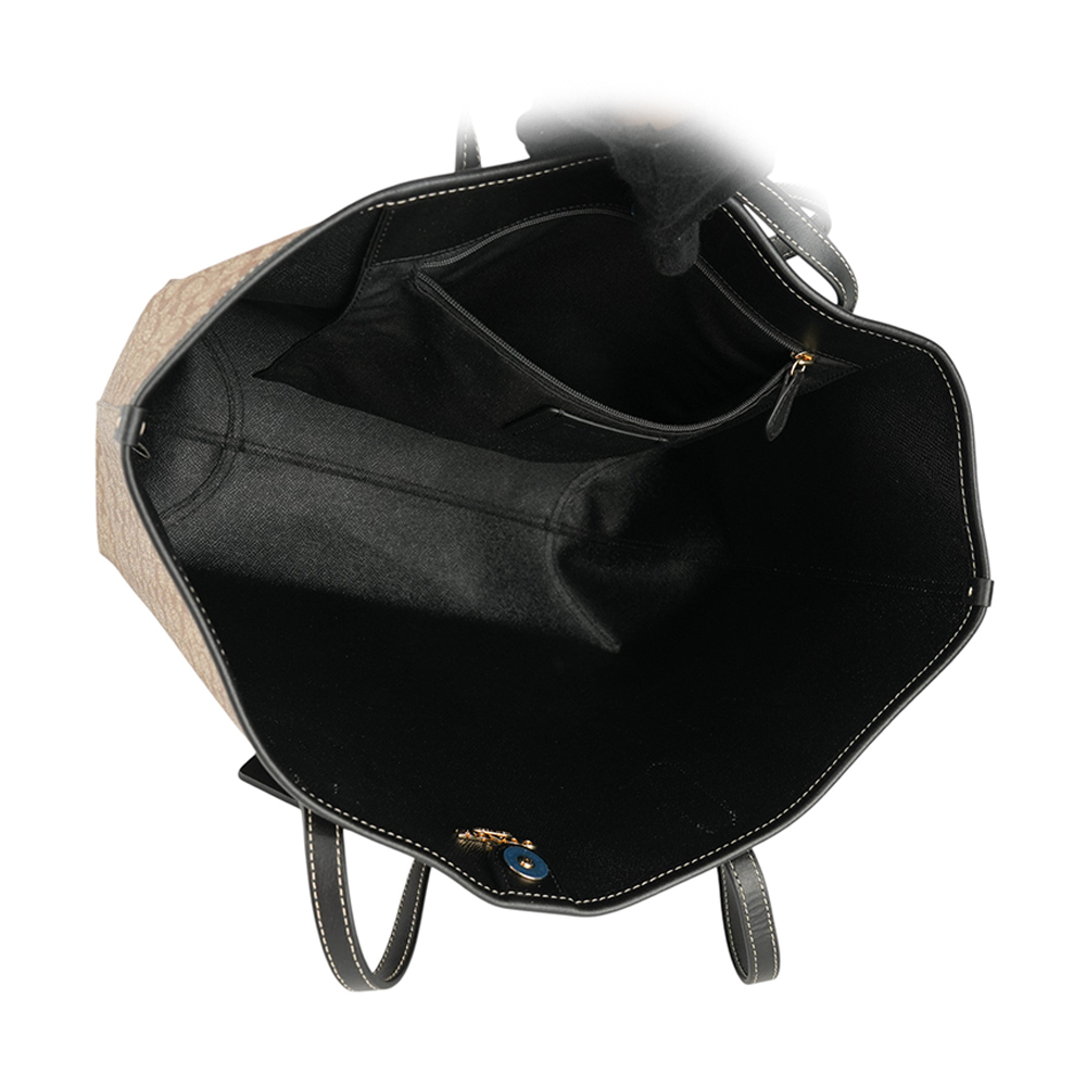 COACH City 滿版標誌塗層帆布托特包/卡其/黑色, , large