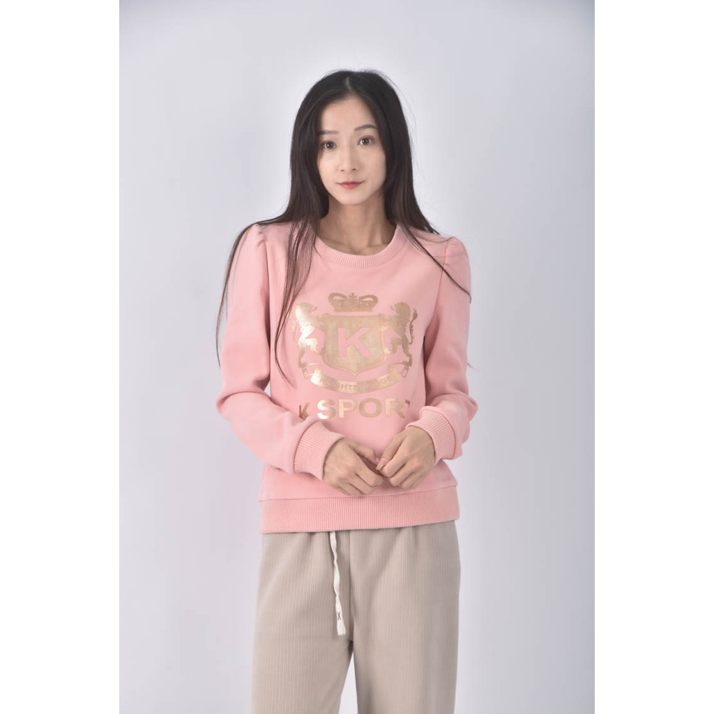 (S) k sport圓領粉色長袖上衣二手衣, , large
