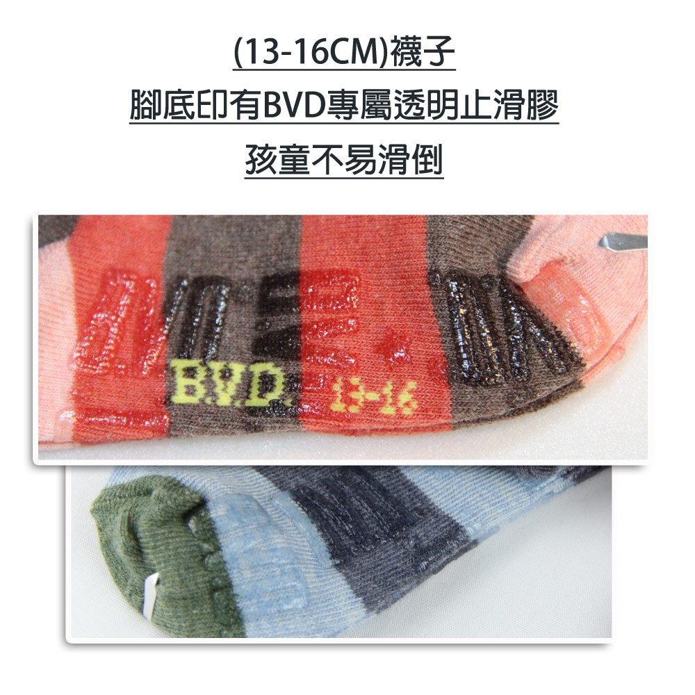 【BVD】條紋海錨3/4童襪<粉桔,17-21cm>B258 短襪, , large