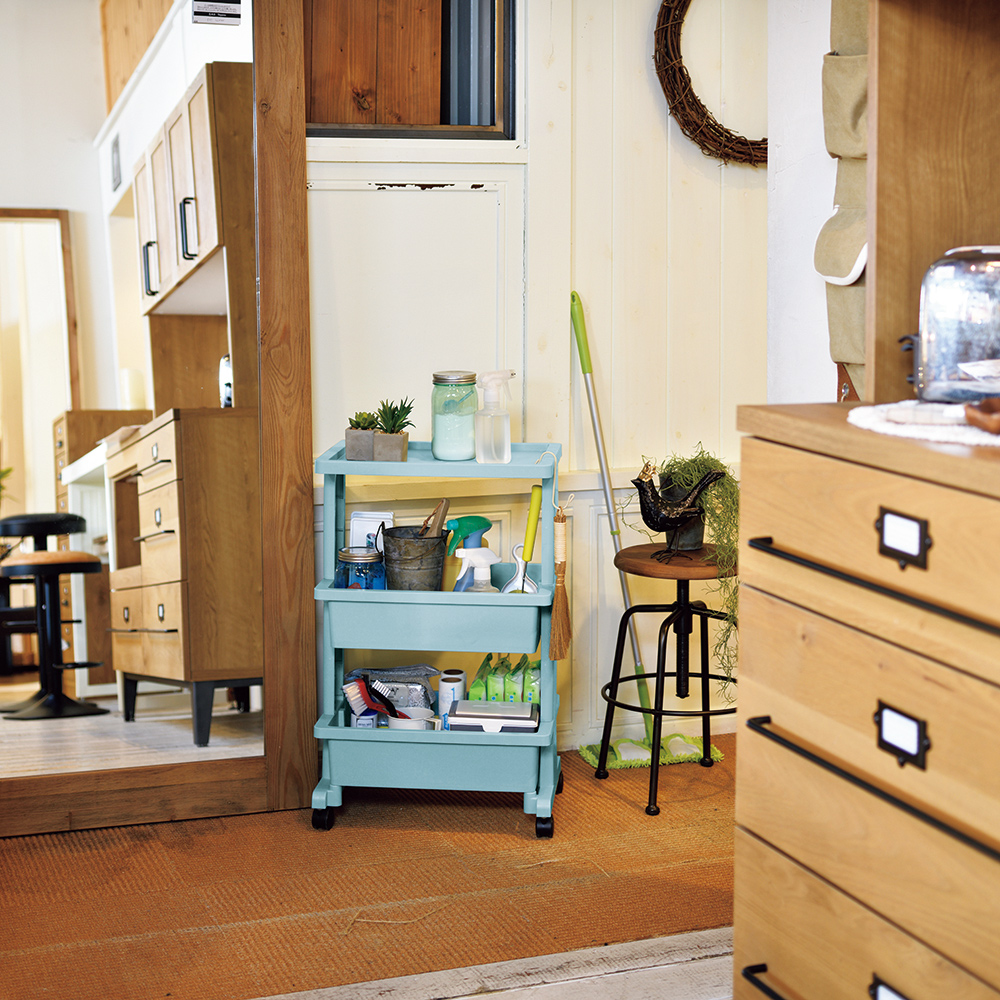 【JEJ ASTAGE】Japan-Made Multifunctional 3-Tier Utility Cart (Top Shelf Design / Storage Cart / Organizer Cart) – Blue, , large