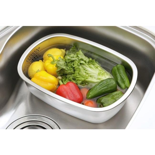 Stainless steel vegetable and fruit drain basket, , large