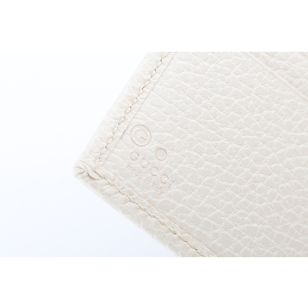GUCCI 金屬雙G Logo牛皮暗釦短夾/白色, , large