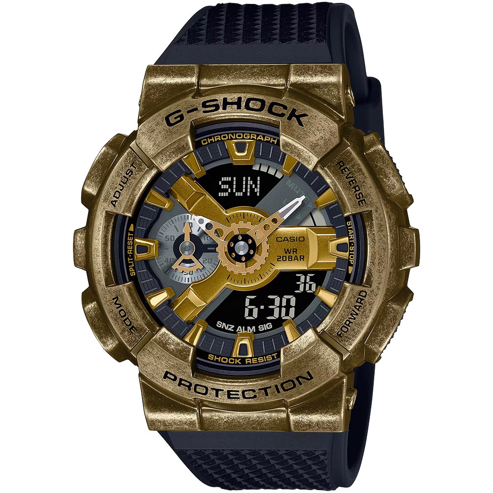 CASIO 卡西歐 G-SHOCK 工業風仿舊金屬雙顯手錶 GM-110VG-1A9, , large