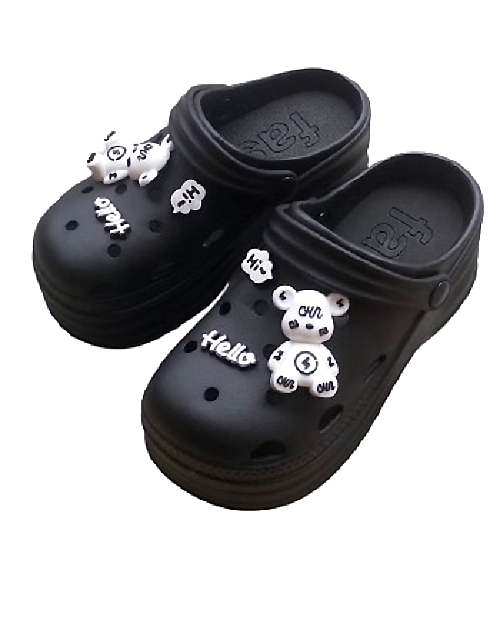 [e shoe store] Amy height-enhancing women's hole shoes/gardener shoes/waterproof slippers black 23.5CM, , large