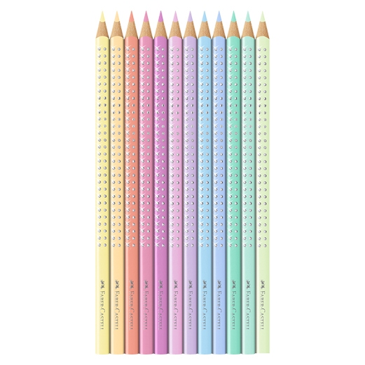 輝柏FABER-CASTELL 三角點鑽馬卡龍色鉛筆12色, , large