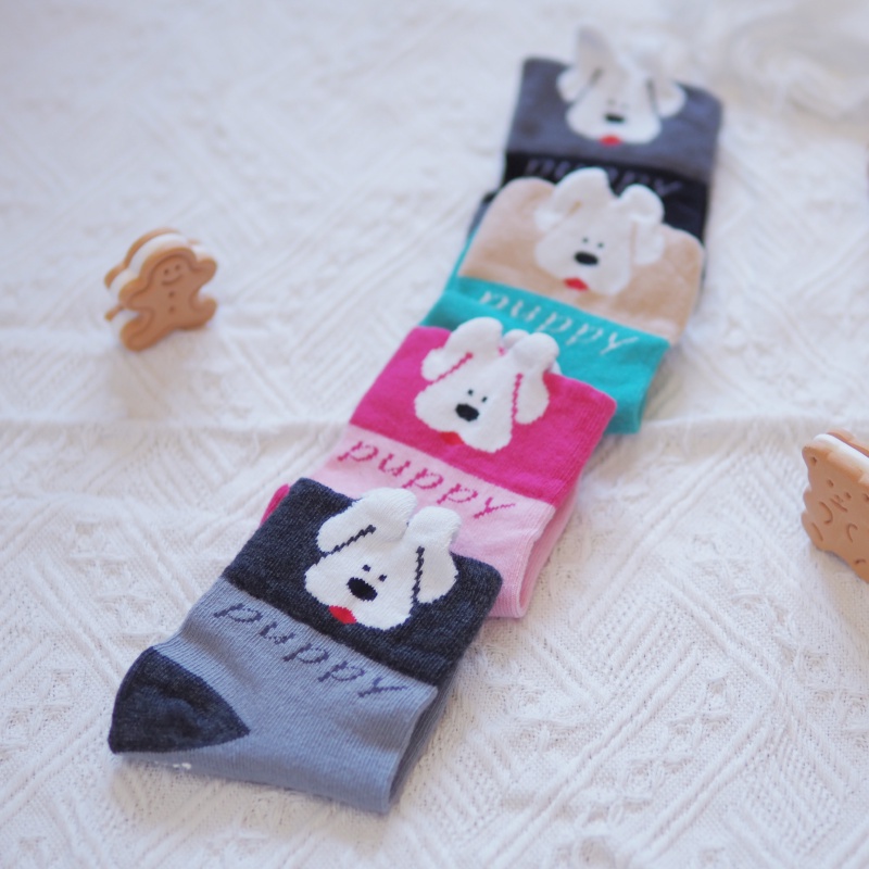 [Kaimei Cotton Industry] 6 pairs set, random and excellent, MIT made in Taiwan, antibacterial and deodorant children's socks, cute three-dimensional socks - dogs, , large