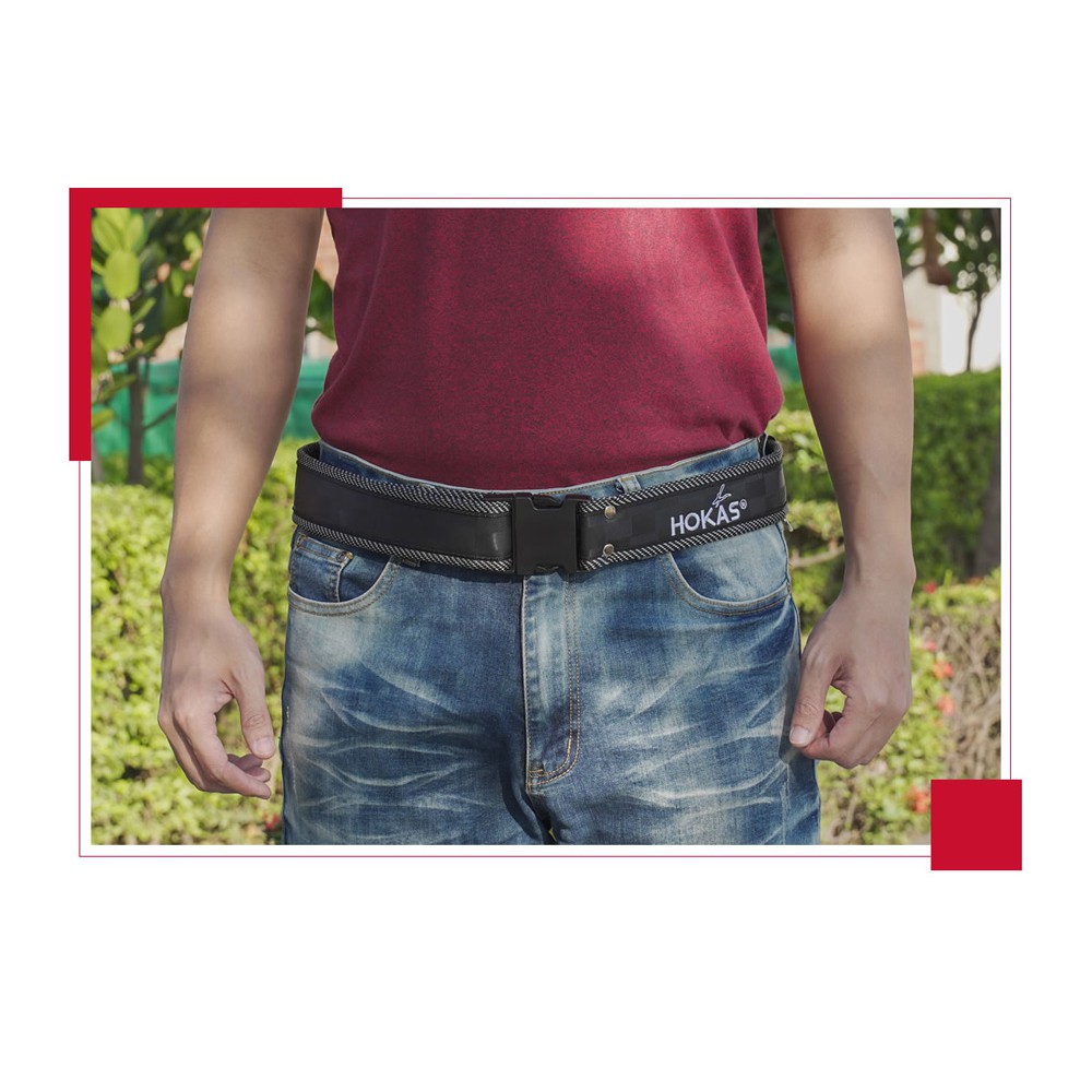 【HOKAS】黑色格紋腰帶-長款 (工具腰帶 園藝剪刀套 收納套 工具袋 工具套 腰包 加厚帆布 水電腰包), , large