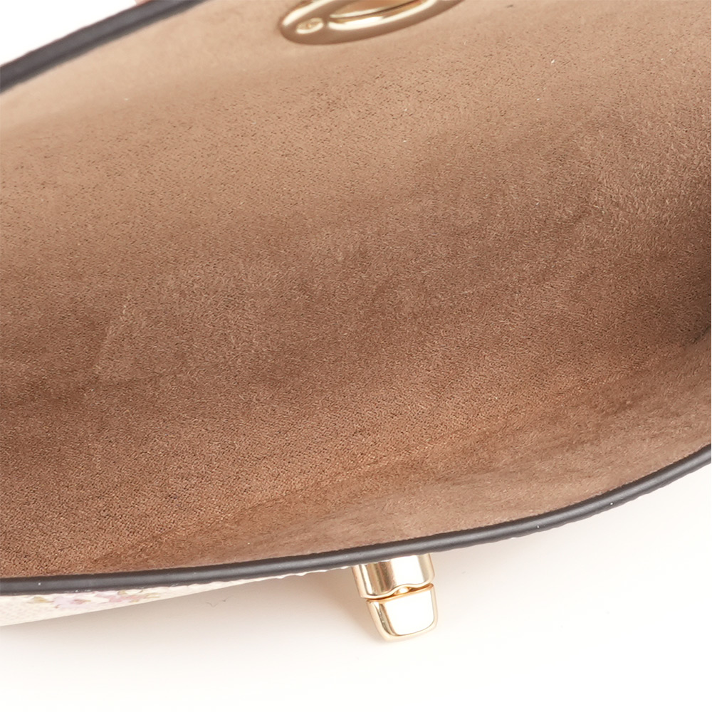 COACH CC Logo 花卉圖案附提把萬用包/眼鏡收納包(沙色), , large