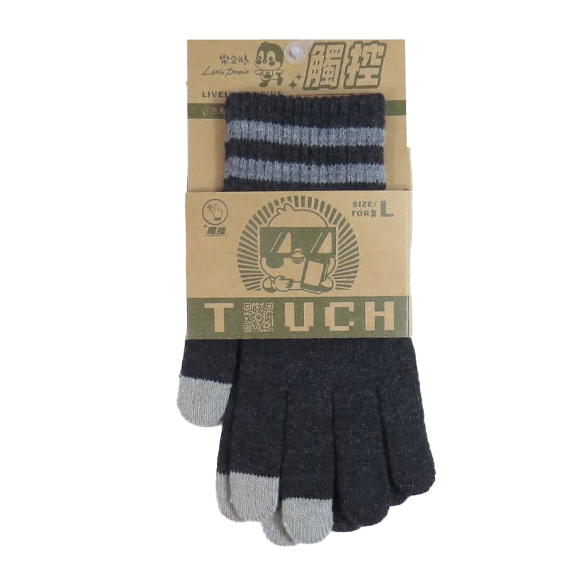 女樂企鵝保暖觸控手套-鐵灰L