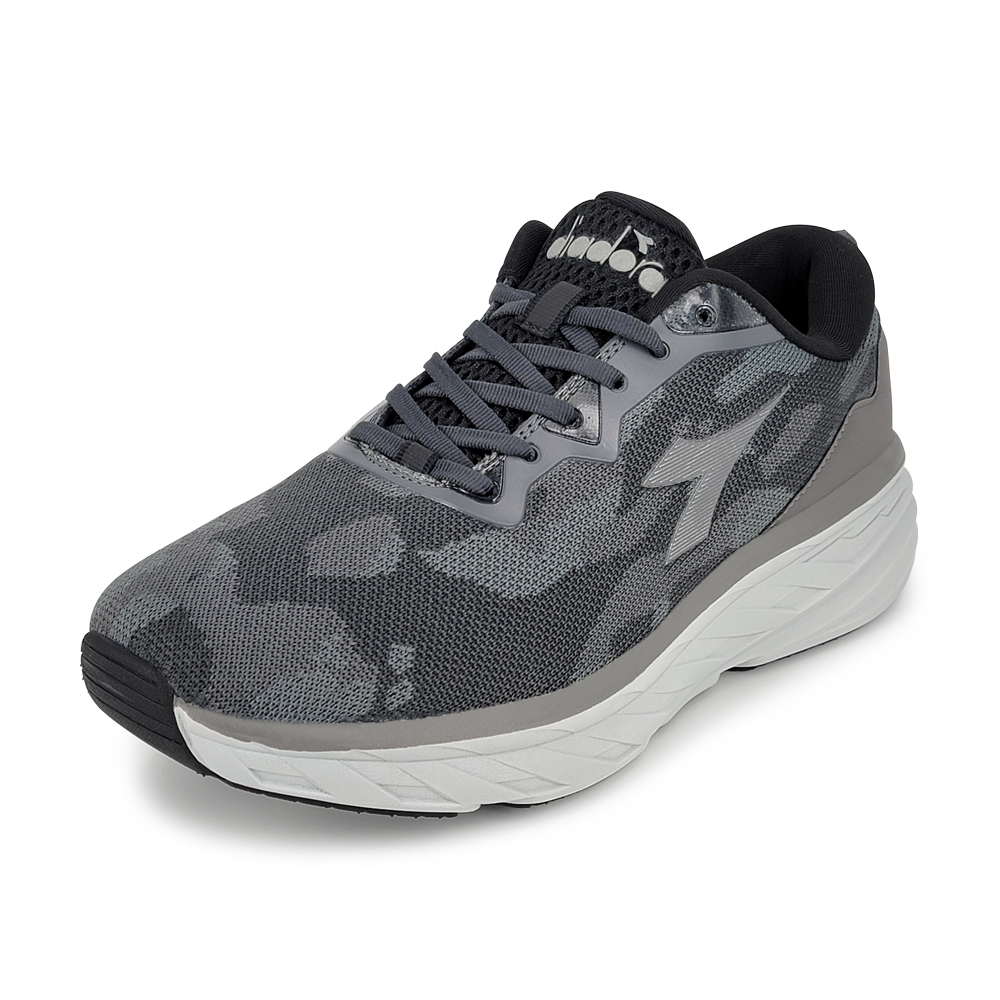 DIADORA迪亞多那 寬楦迷彩避震跑鞋 男鞋 男運動鞋 慢跑鞋 反光 透氣 耐用 編織 吸震 厚底 緩震 止滑 黑 灰, , large