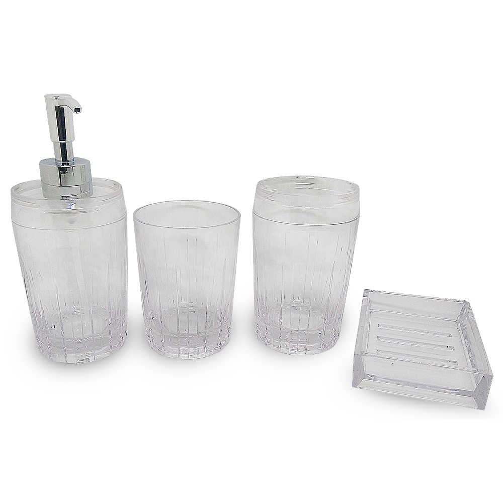 金德恩 GS MALL 台灣製造 一組四件 壓克力盥洗用具 牙刷架 漱口杯 牙膏架 肥皂盒 香皂盒 浴室收納