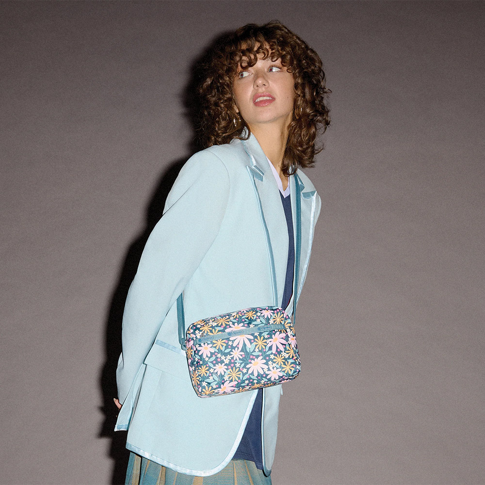 Lesportsac Daniella Crossbody 拉鍊斜背包 側背包 通勤隨身包 送禮 禮物 推薦 女包(復古雛菊), , large