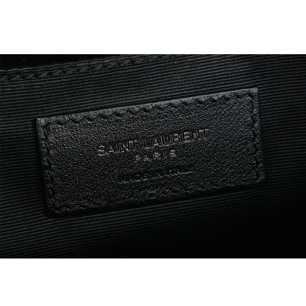 YSL Lou 銀字V紋小牛皮相機包/斜背包/黑色, , large