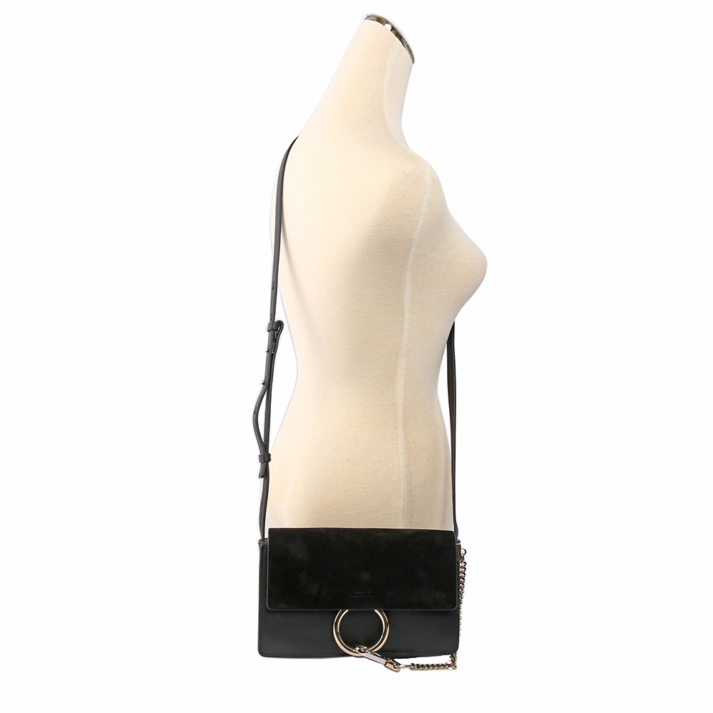 CHLOE' Faye Suede Shoulder Bag側揹肩包/黑色, , large