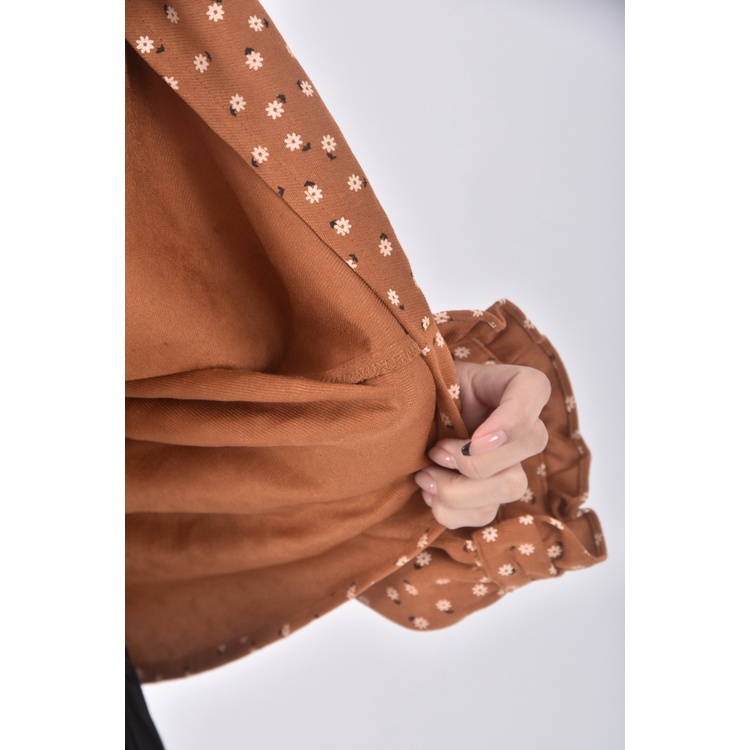 (L) smile質感碎花橘色長袖上衣二手衣, , large