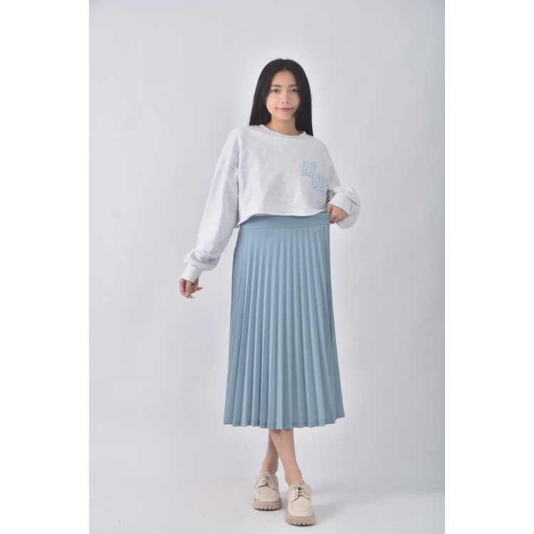 (L) 質感百褶綠色長裙二手衣, , large