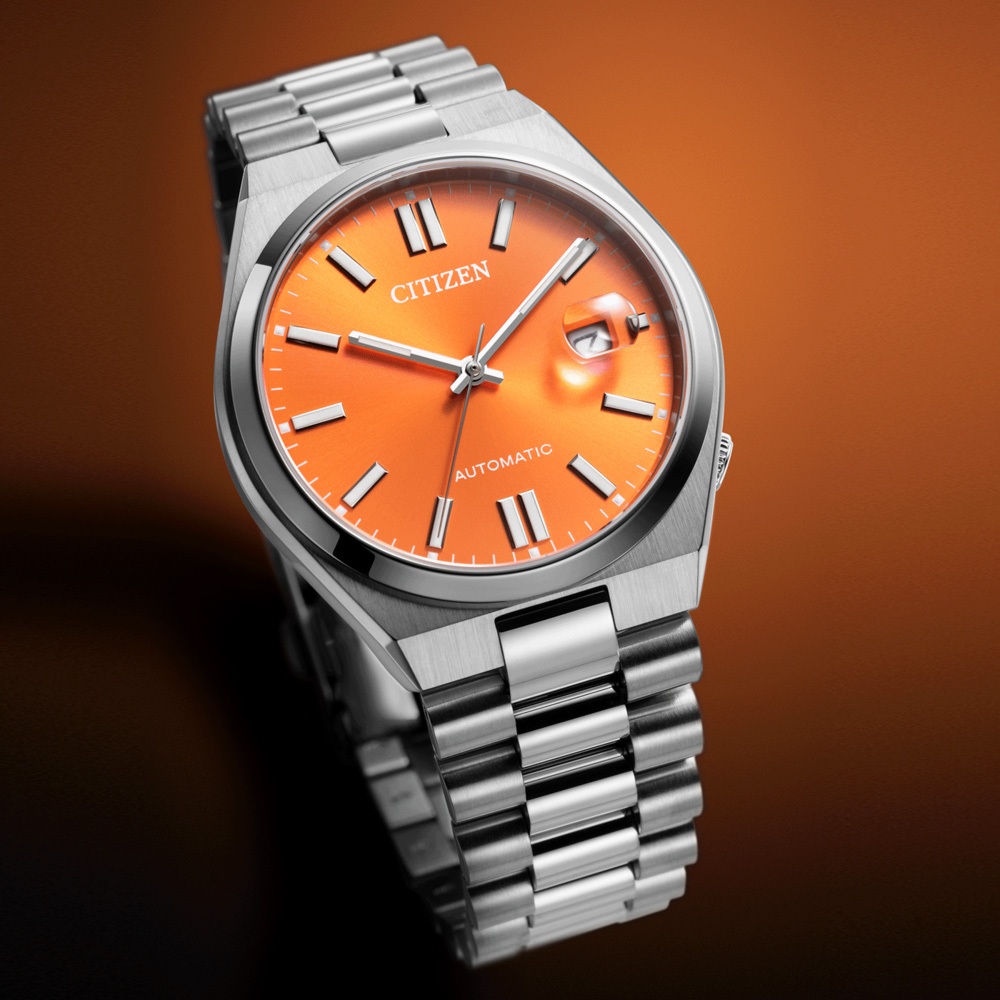 CITIZEN 星辰 限量香橙色中性手錶 青春撞色機械錶 NJ0151-88Z, , large