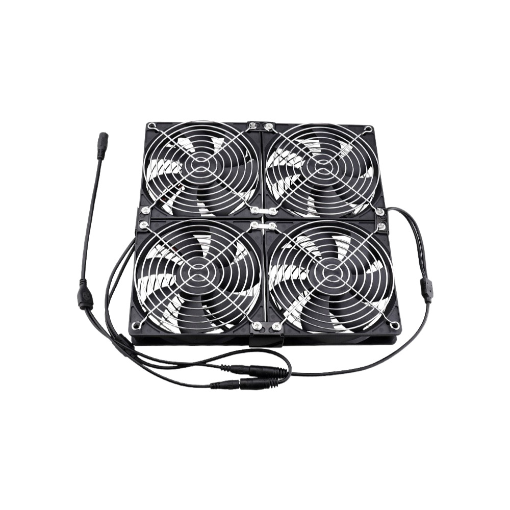 12cm Air Circulation Case Fan - 4 Fan Square Brackets + 8 Metal Mesh Covers + Speed Controller + Accessories + Screws, , large