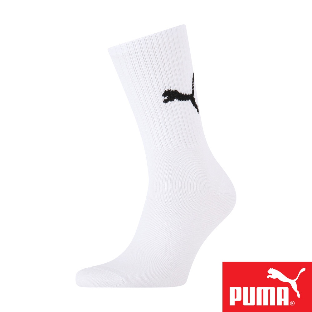 PUMA 男女款運動中筒襪1雙裝 彪馬 跳豹 男襪 女襪 襪子 運動襪 小腿襪 棉襪 柔軟 舒適 高彈 耐磨 黑 白, , large