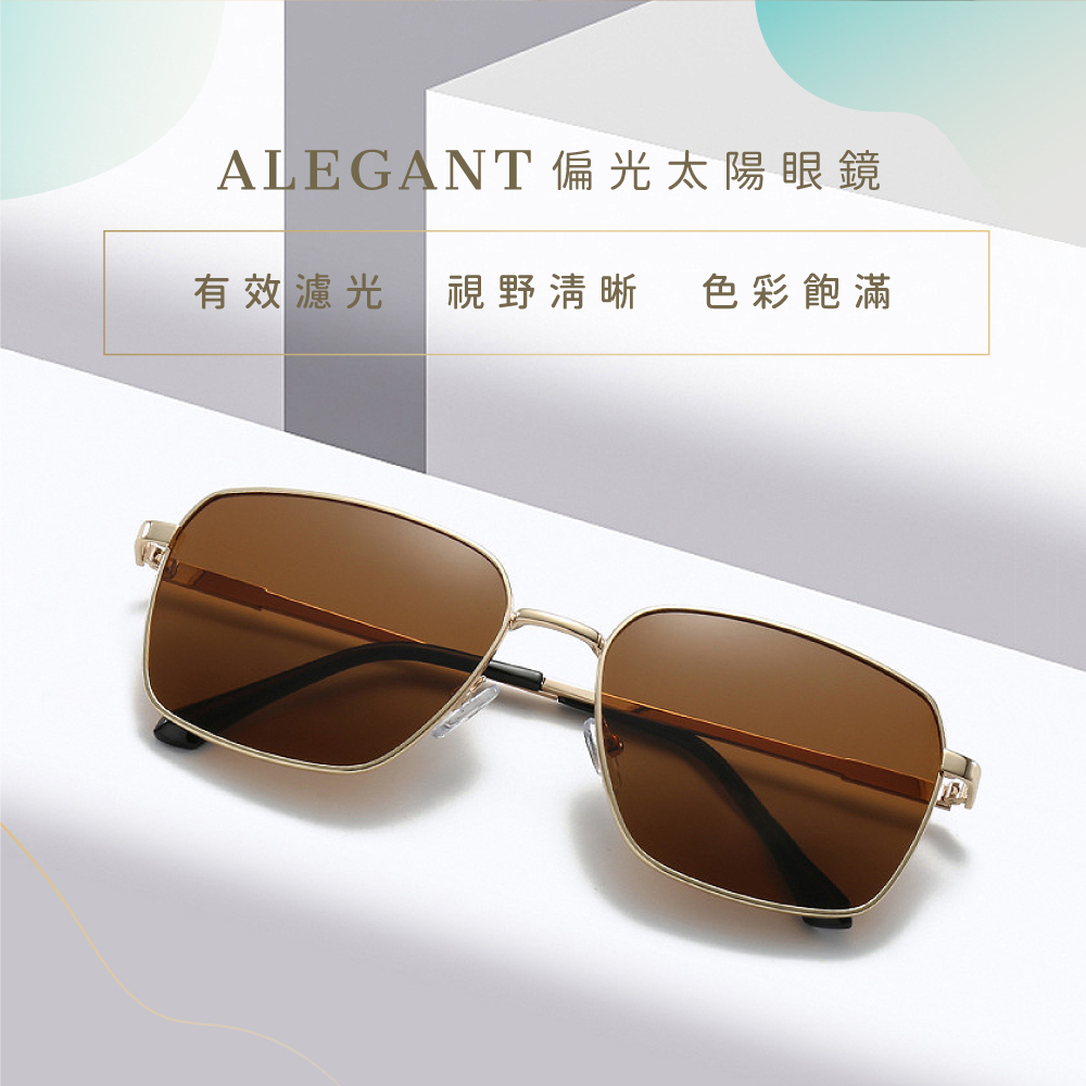 中性時尚銀翼黑寶麗來偏光太陽眼鏡/UV400墨鏡〔ALEGANT〕, , large