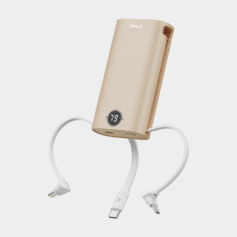 【GUXON】iWALK 9000mAh Power Squid Fast Charger 18W / Type-C + Lightning + Micro-USB / Milk Tea, , large