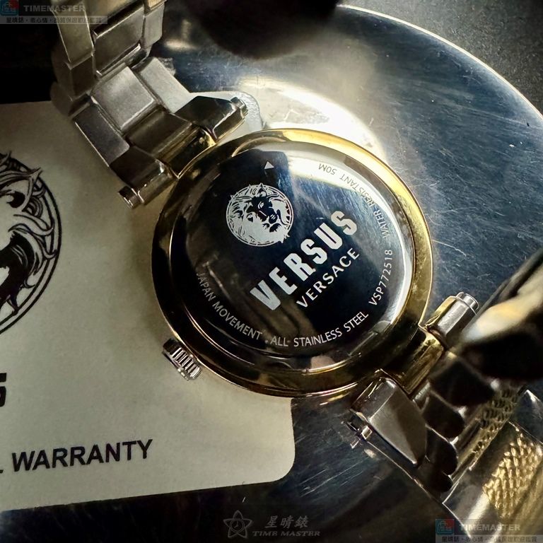 [星晴錶業]VERSUS VERSACE手錶,34mm,VV00404銀白色錶面金色錶殼金銀相間精鋼錶帶款, , large