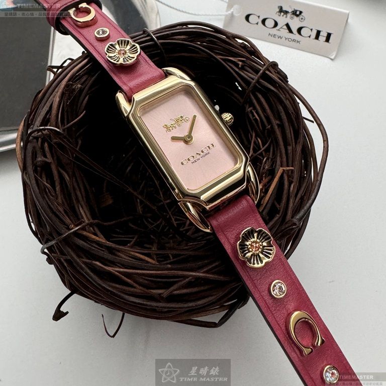 [星晴錶業]COACH手錶,18mm, 28mm,CH00239粉紅色錶面金色錶殼粉紅真皮皮革錶帶款, , large