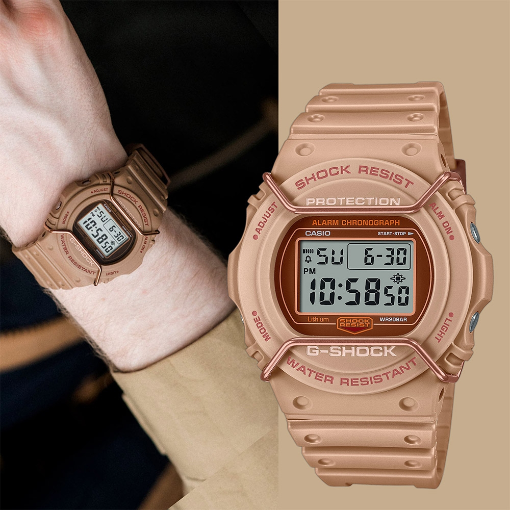 CASIO 卡西歐 G-SHOCK 大地色系啞光金屬電子錶 DW-5700PT-5, , large