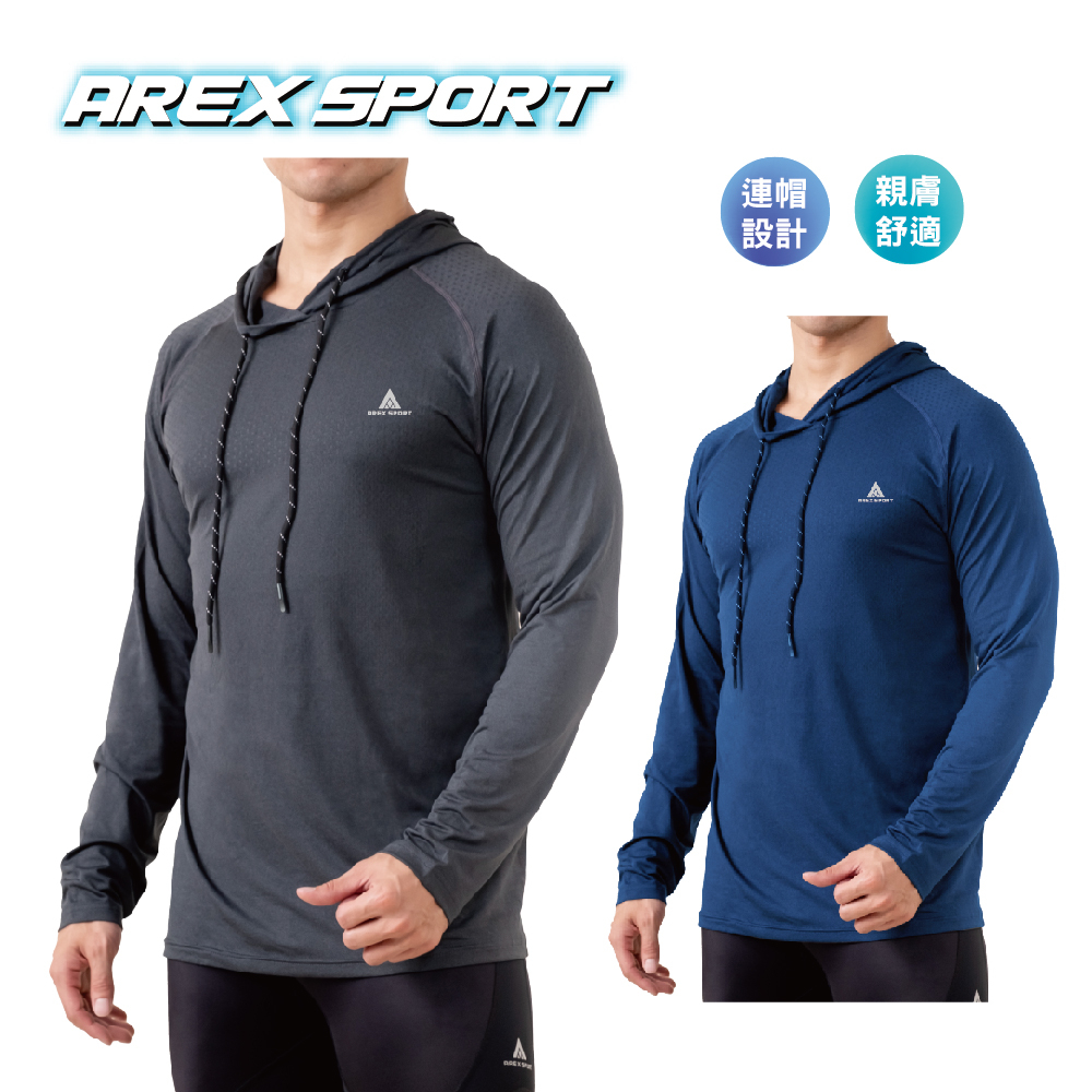 【AREXSPORT】AS-7462 男上衣 加大碼 長袖上衣 運動長袖 長袖帽Ｔ連帽上衣 男長袖 透氣舒適, , large