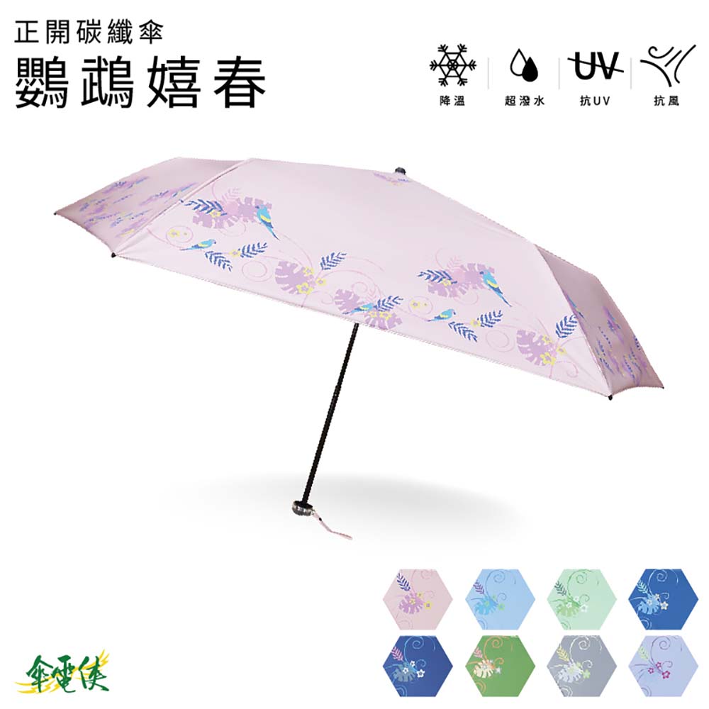 【傘電俠】  超輕量碳纖傘－鸚鵡嬉春 01-580137, , large