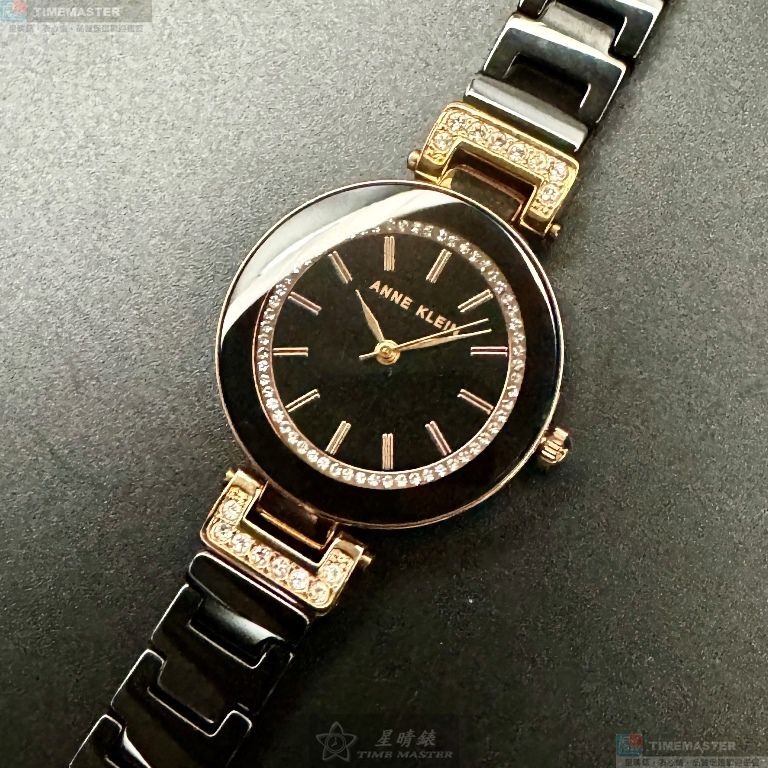 [星晴錶業]ANNE KLEIN手錶,30mm,AN00459黑色錶面黑錶殼深黑色陶瓷錶帶款, , large