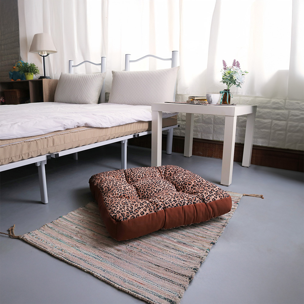 Leopard print nine-square grid memory cushion, , large