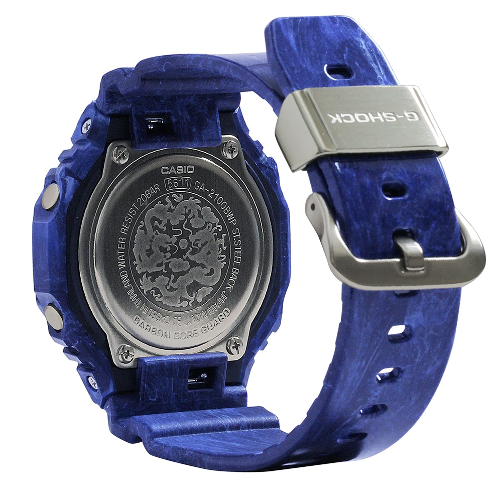 CASIO 卡西歐 G-SHOCK 青花瓷系列 八角 雙顯手錶 GA-2100BWP-2A, , large
