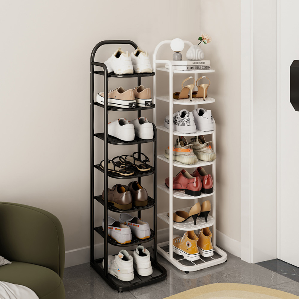 【AOTTO】鐵藝質感七層置物收納鞋架-白色(FT-016W)