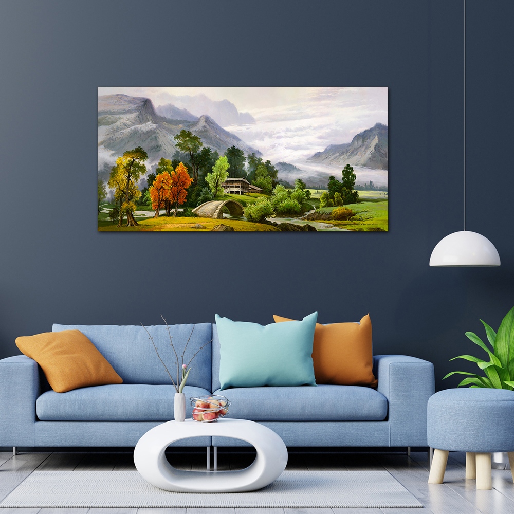 【御畫房】春山如笑 國家一級畫師手繪油畫60×120cm(VF-114), , large