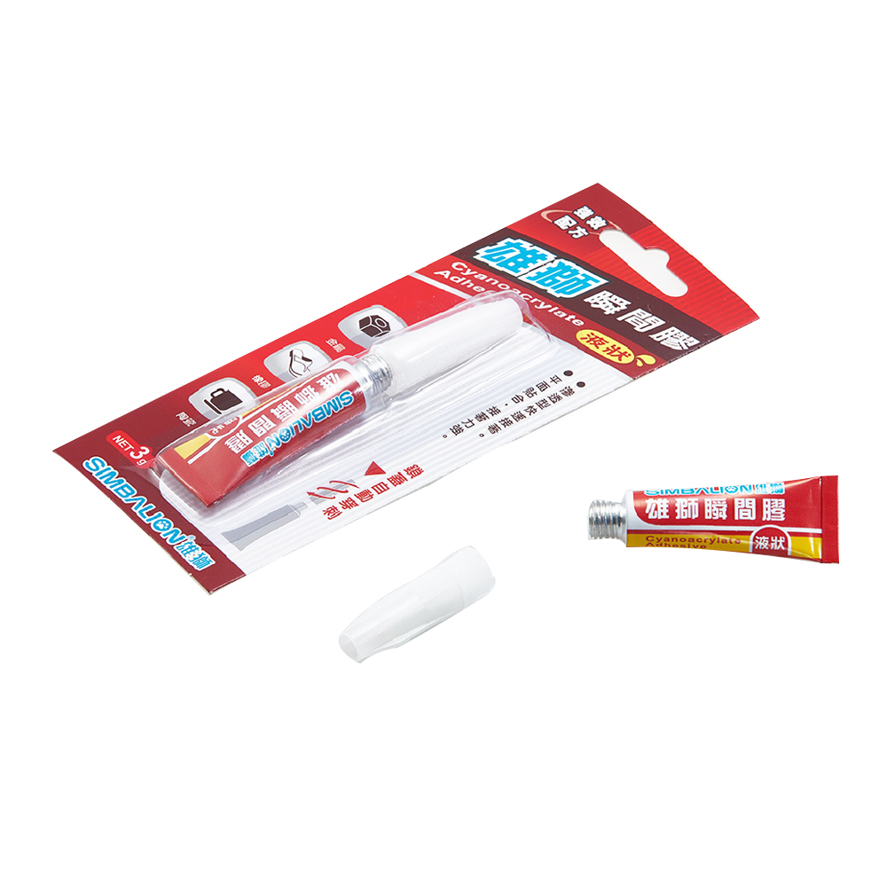 【SIMBALION 雄獅文具】液狀 瞬間膠 3g 2支/組 GU101, , large