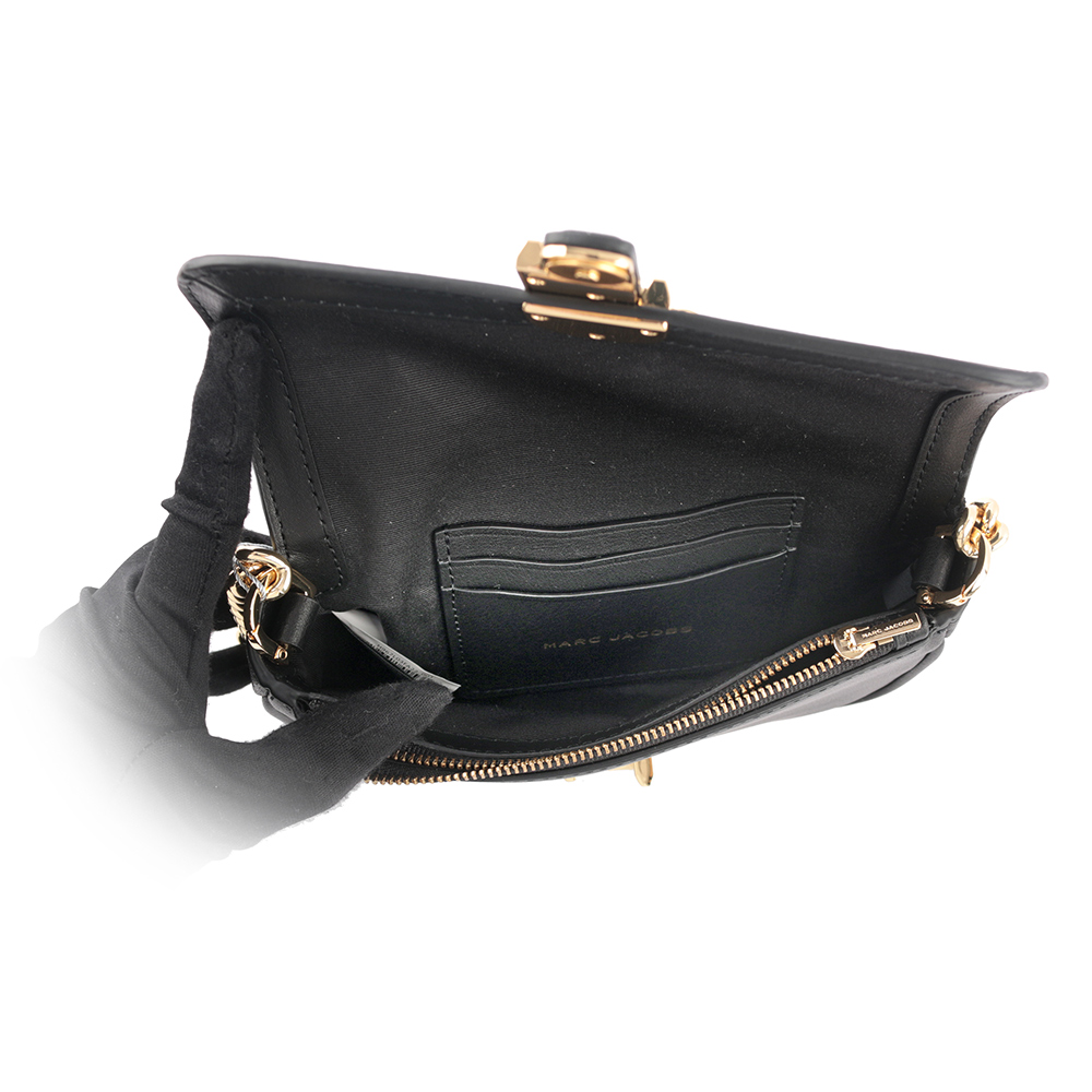 MARC JACOBS THE J MARC 平滑牛皮翻蓋迷你二用包/黑色, , large