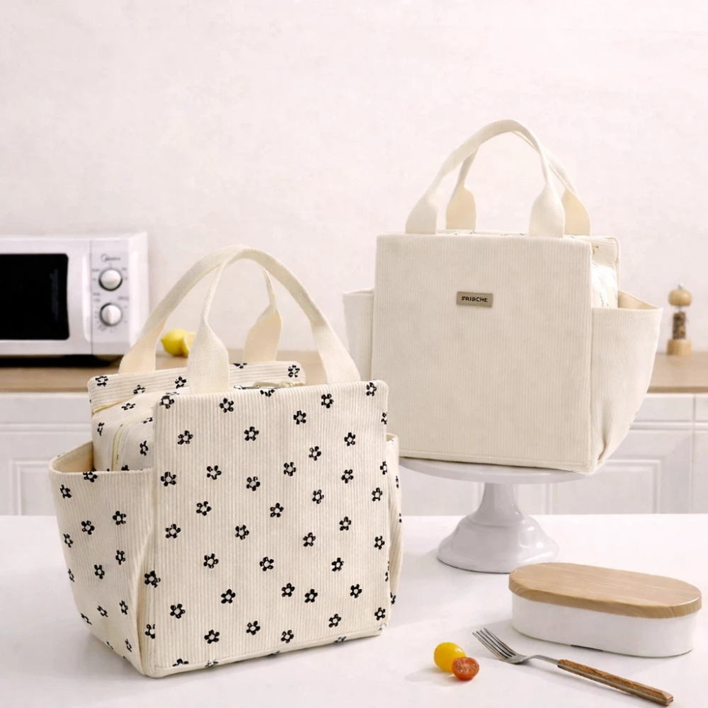 【A&R】韓系燈芯絨保溫保冷手提便當袋 大款任選, , large