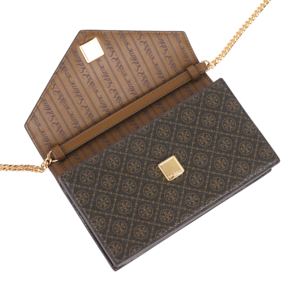 TORY BURCH T Monogram 標誌帆布信封式斜背包/WOC(深棕色), , large